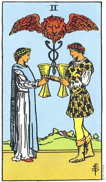 Dos de Copas — arcano menor del tarot