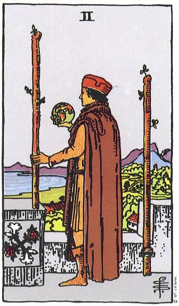 Dos de Bastos — arcano menor del tarot